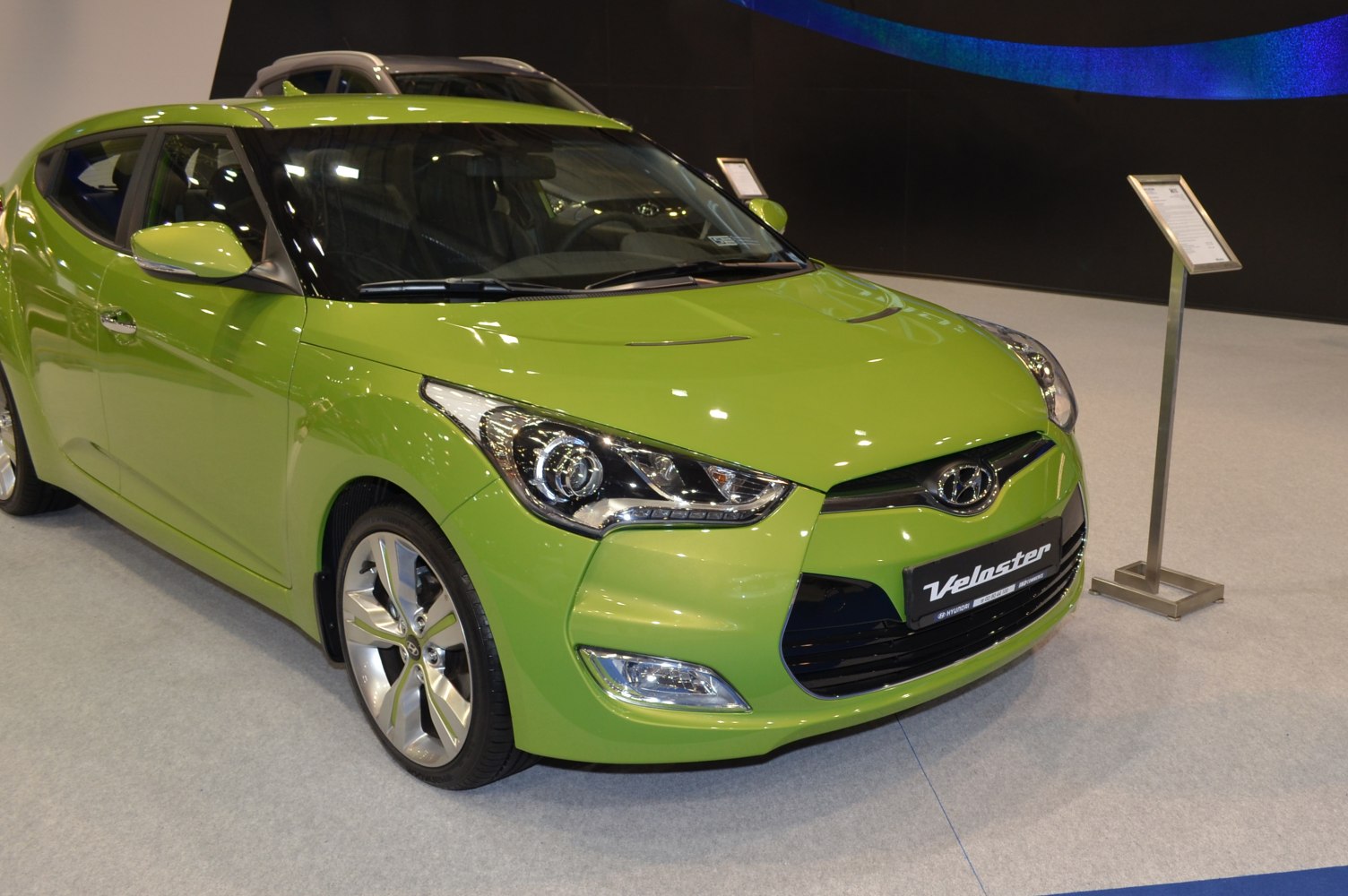 Close-up of front view showing distinctive headlights and grille