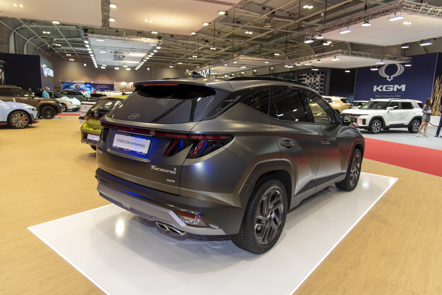 SUV rear view with LED tail lights and angular rear design