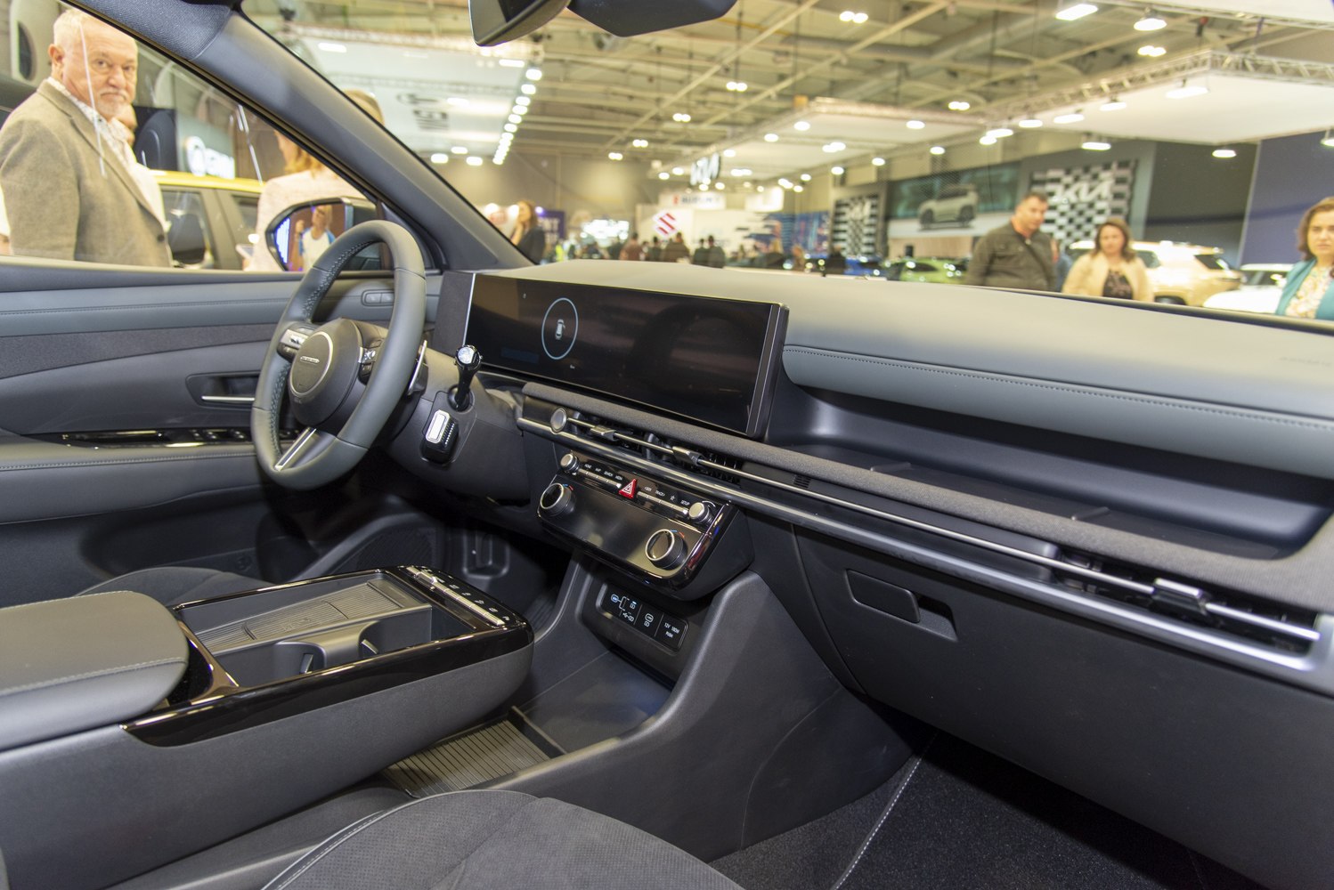 Digital dashboard and modern steering wheel with center console