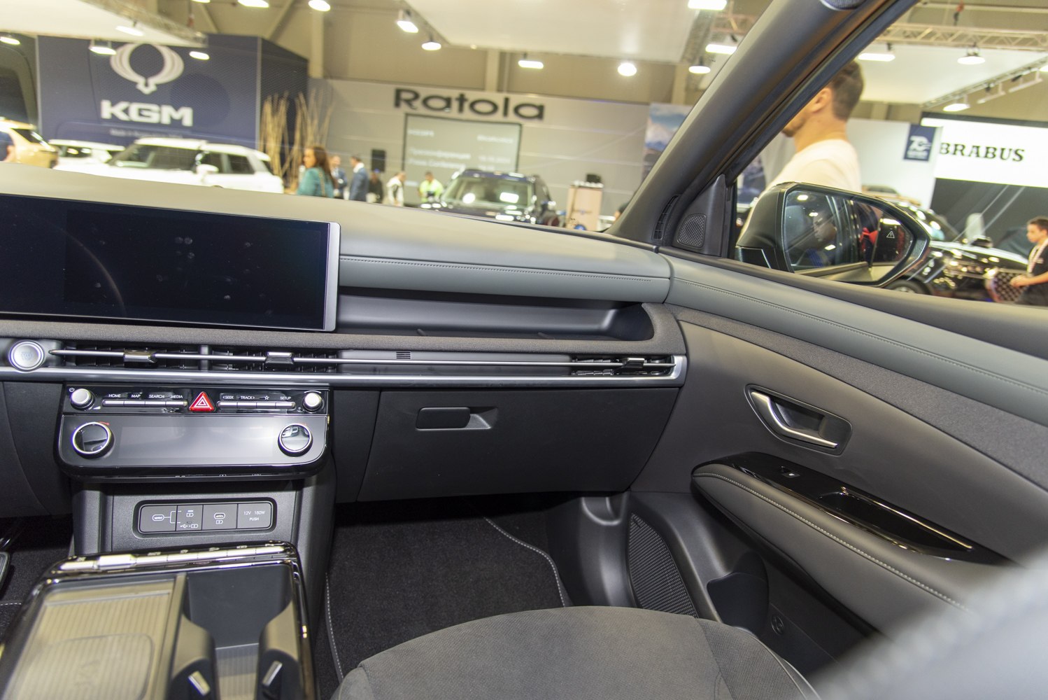 Modern dashboard and door panel interior with infotainment controls