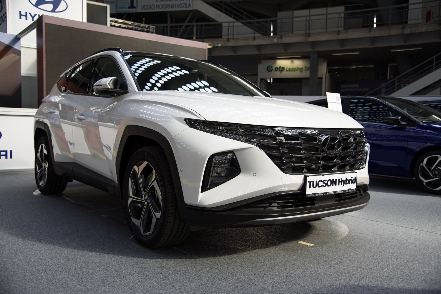 Front grille and LED headlights of a hybrid SUV