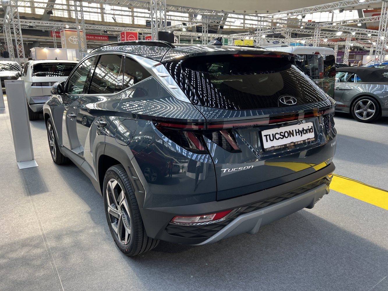 SUV rear view with distinctive tail lights and modern design