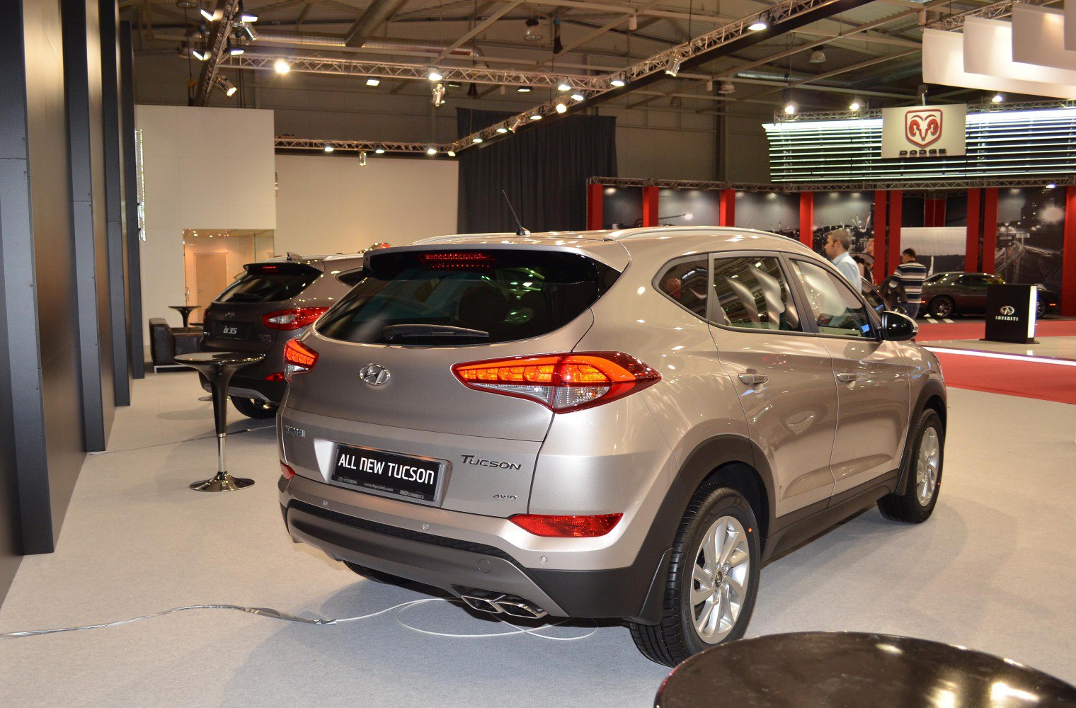 SUV rear view with distinctive taillights and dual exhaust