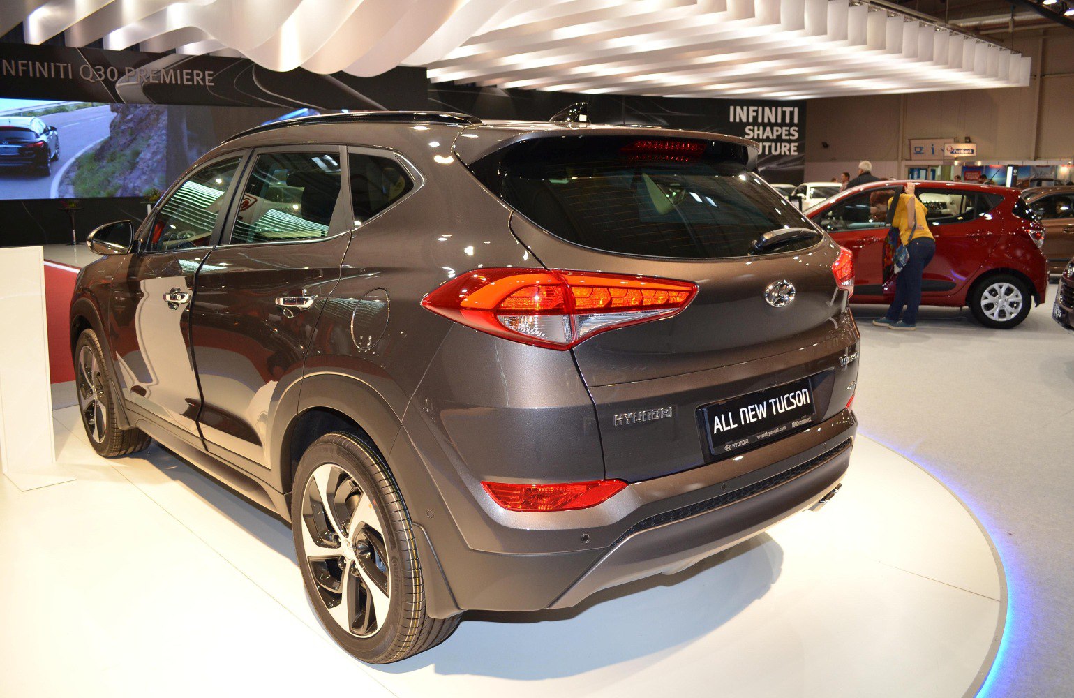 SUV rear view with distinctive taillights and alloy wheels