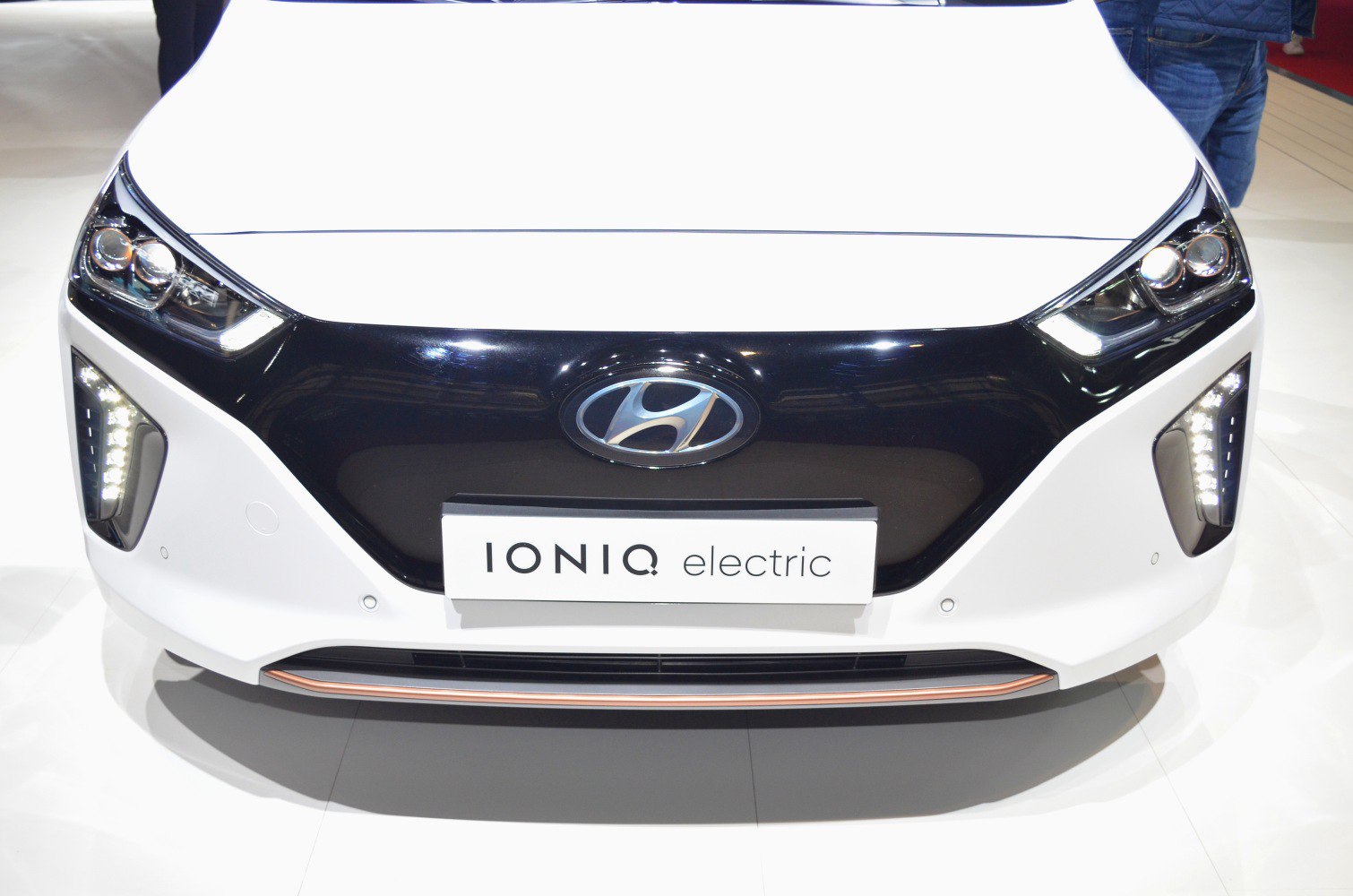 Front view with LED headlights and sleek grille design