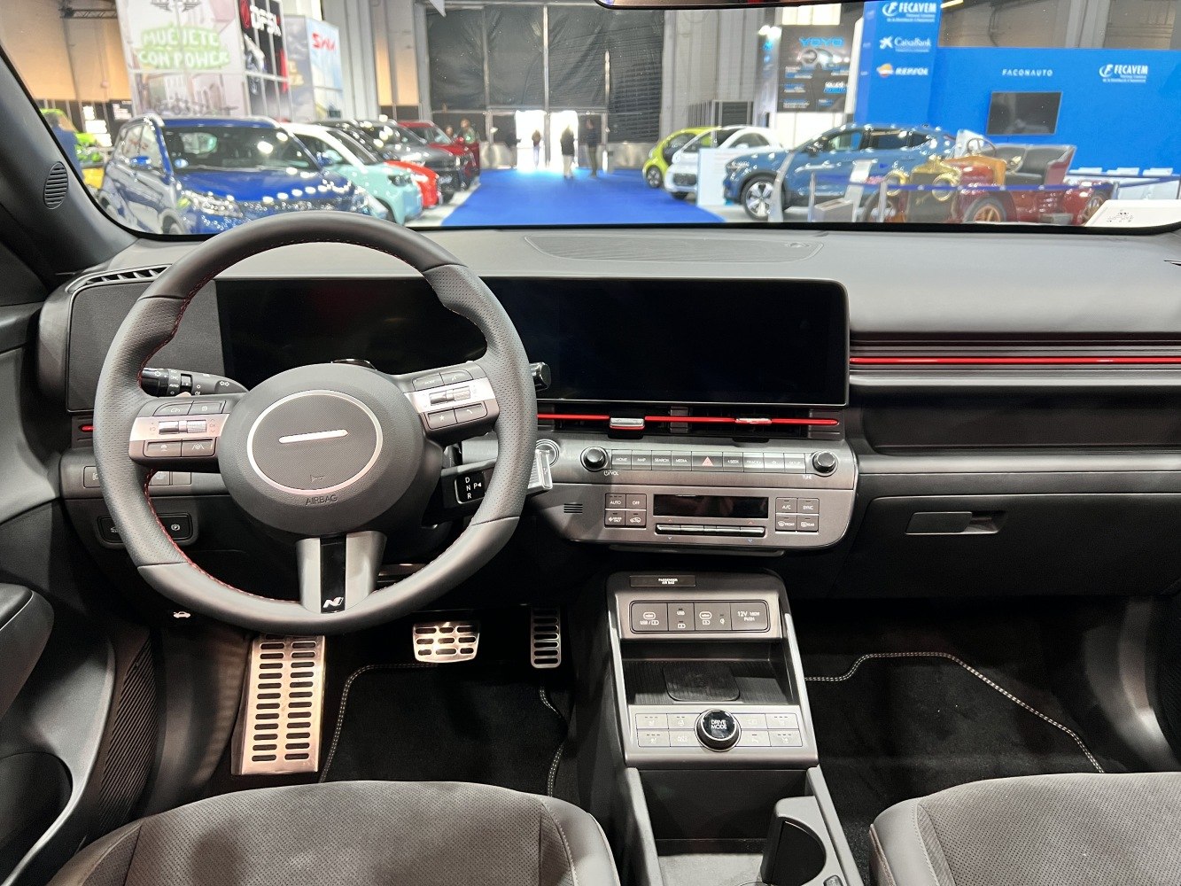 Modern dashboard and multifunction steering wheel with digital displays