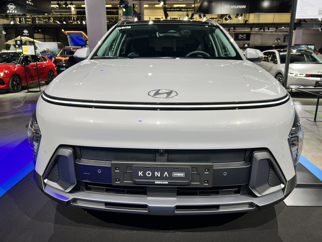 Front view with LED light strip and grille