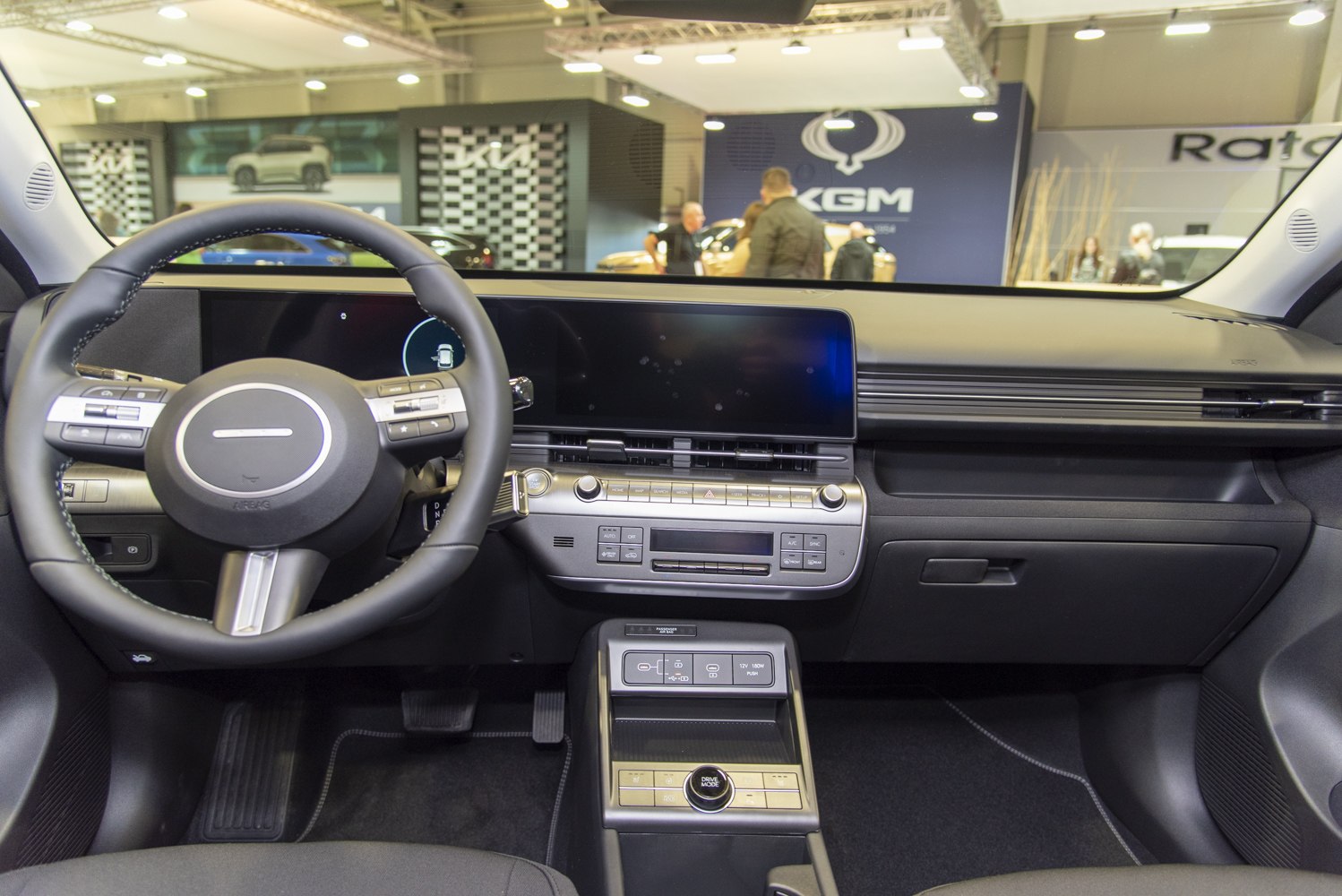 Modern digital dashboard and multifunction steering wheel with center console controls