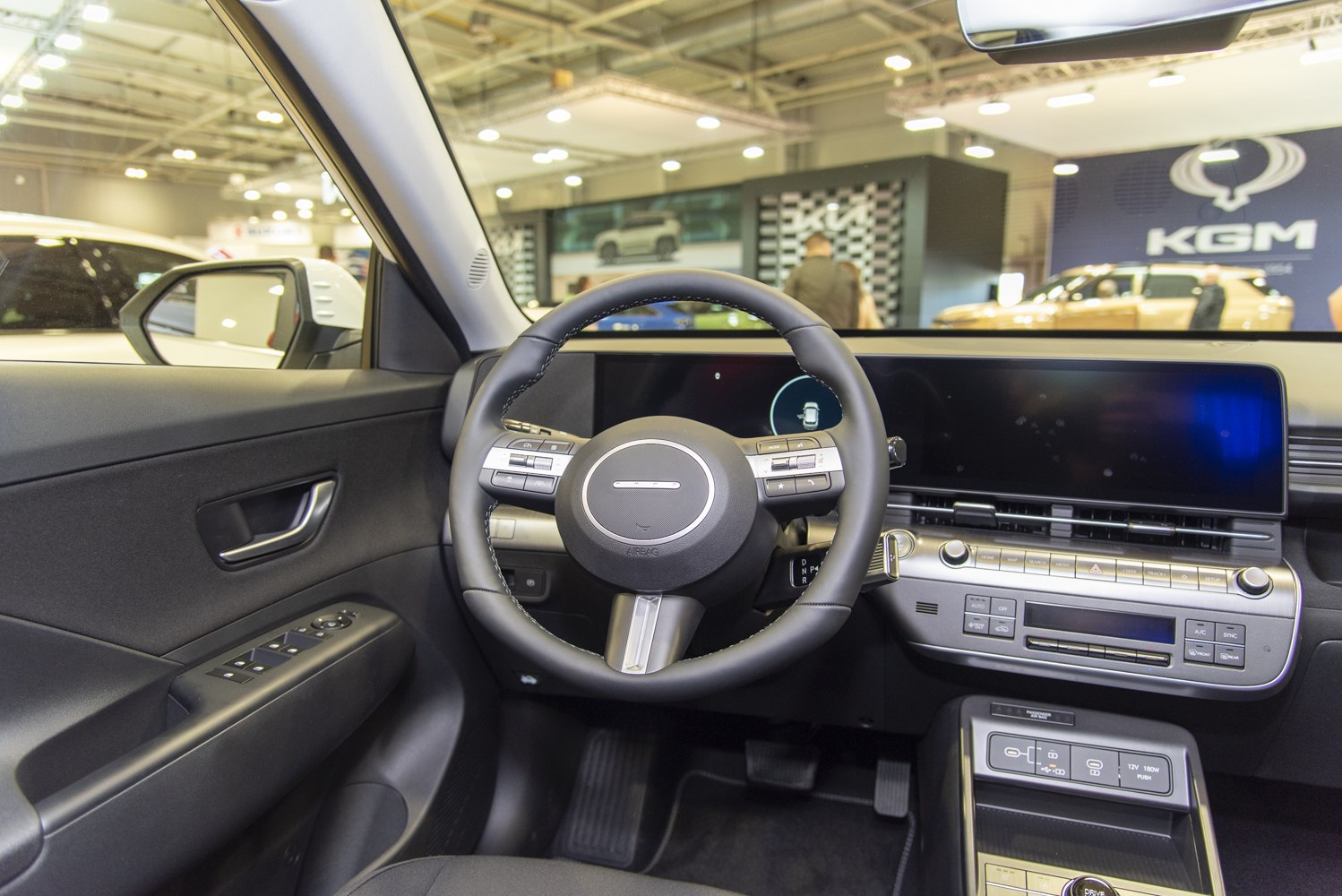 Modern dashboard and multifunctional steering wheel with digital displays