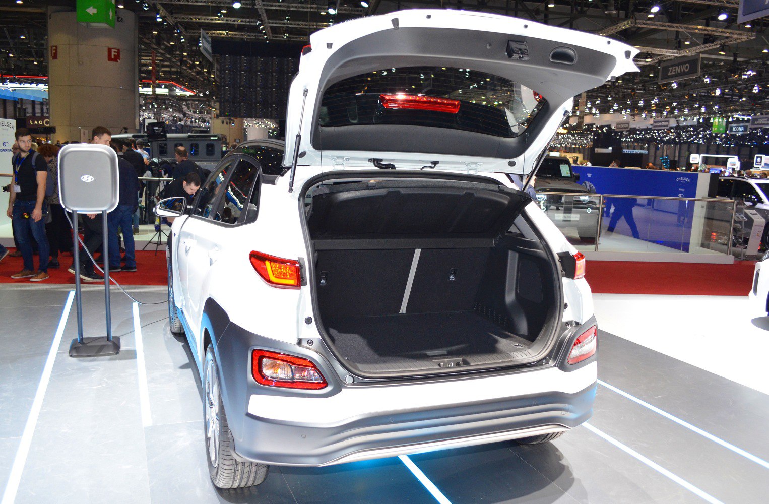 Open rear trunk with ample cargo space in a compact SUV