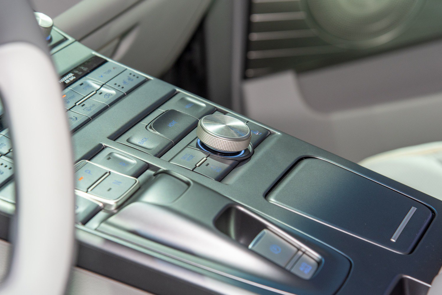 Rotary knob and control buttons on interior console