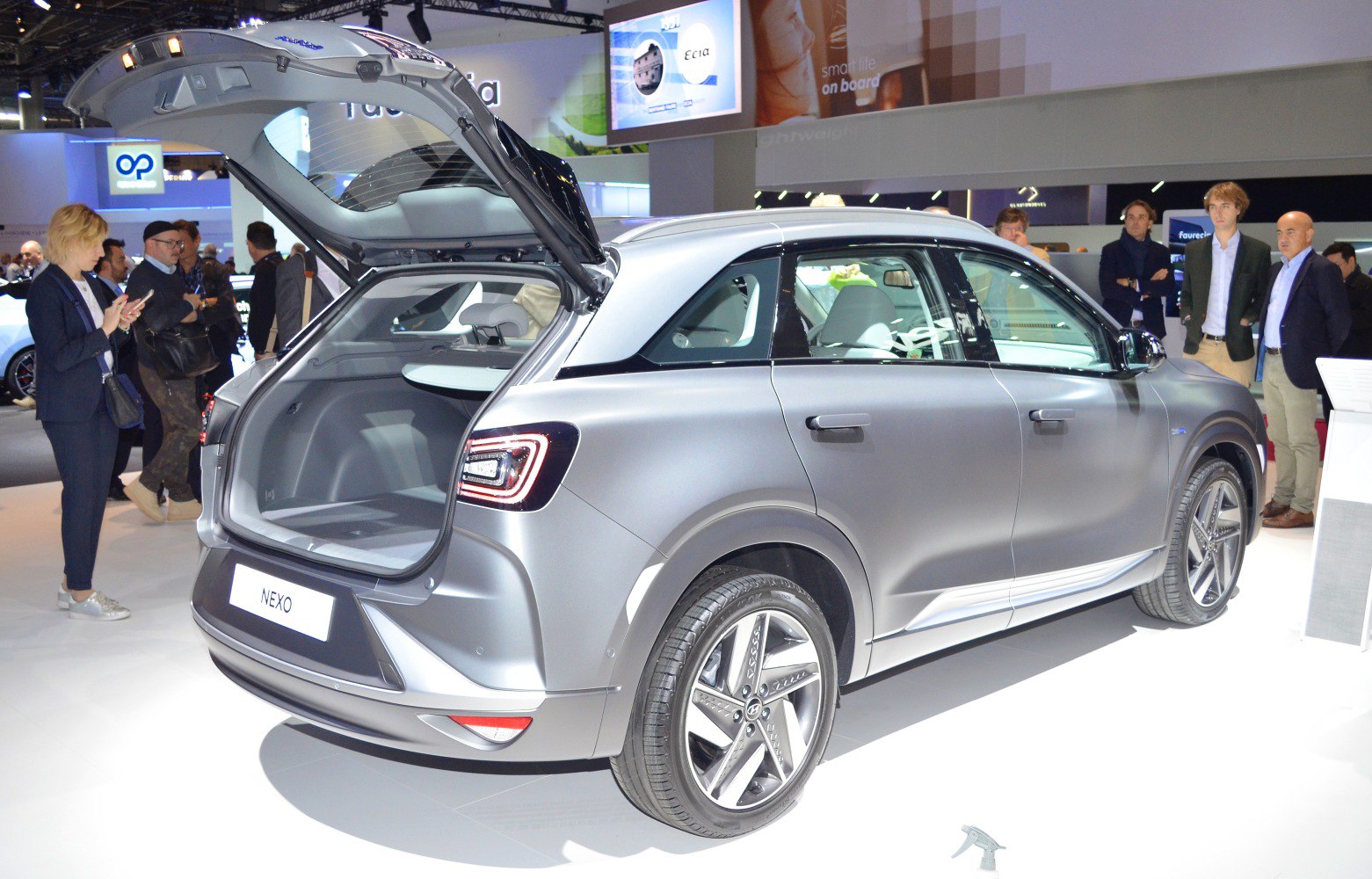 SUV rear view and open trunk with spacious cargo area