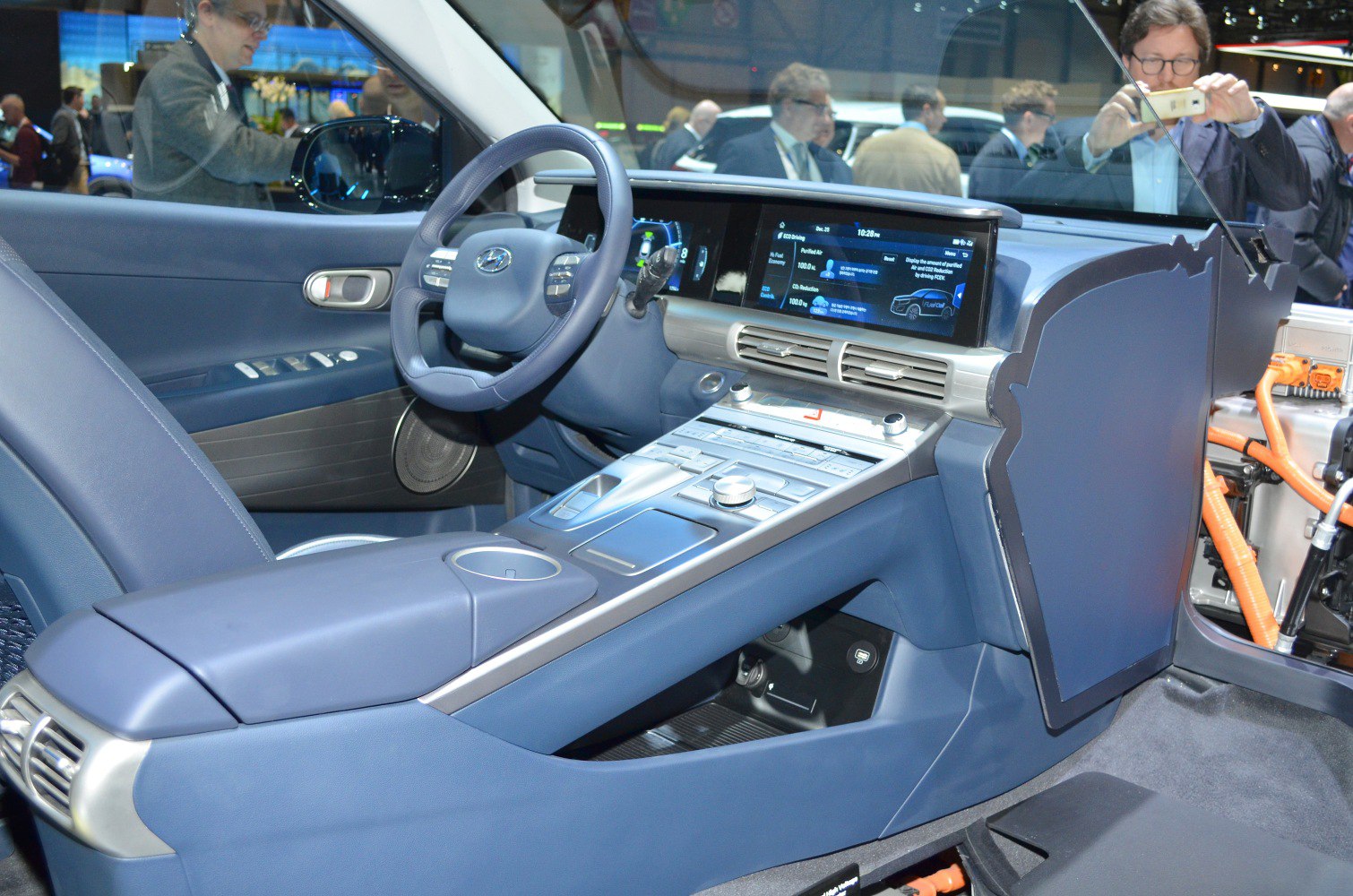 Digital dashboard and modern steering wheel with advanced center console