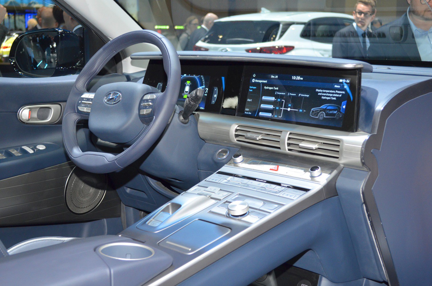 Futuristic digital dashboard and multifunction steering wheel controls
