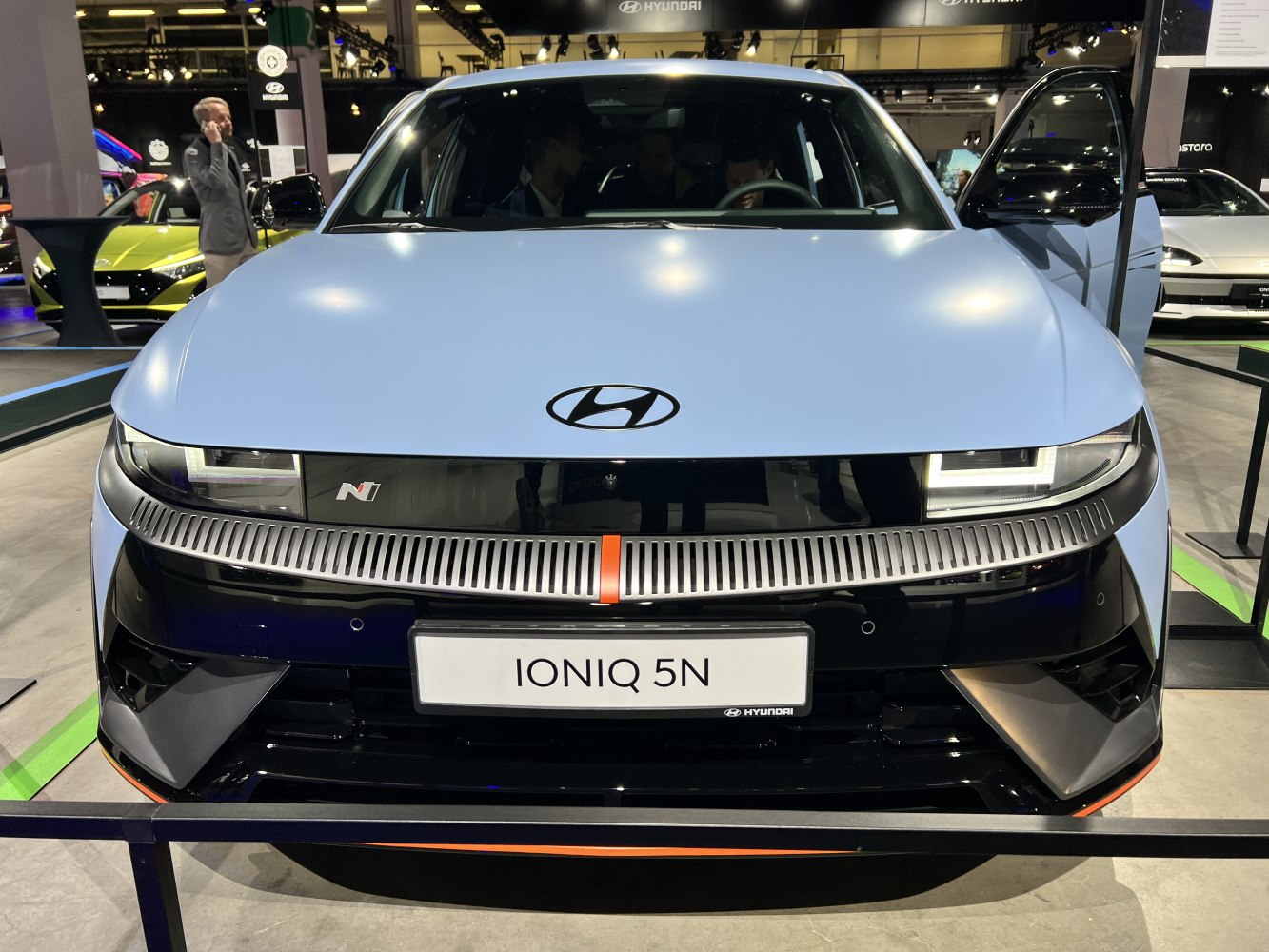 Front view with LED headlights and distinctive grille design