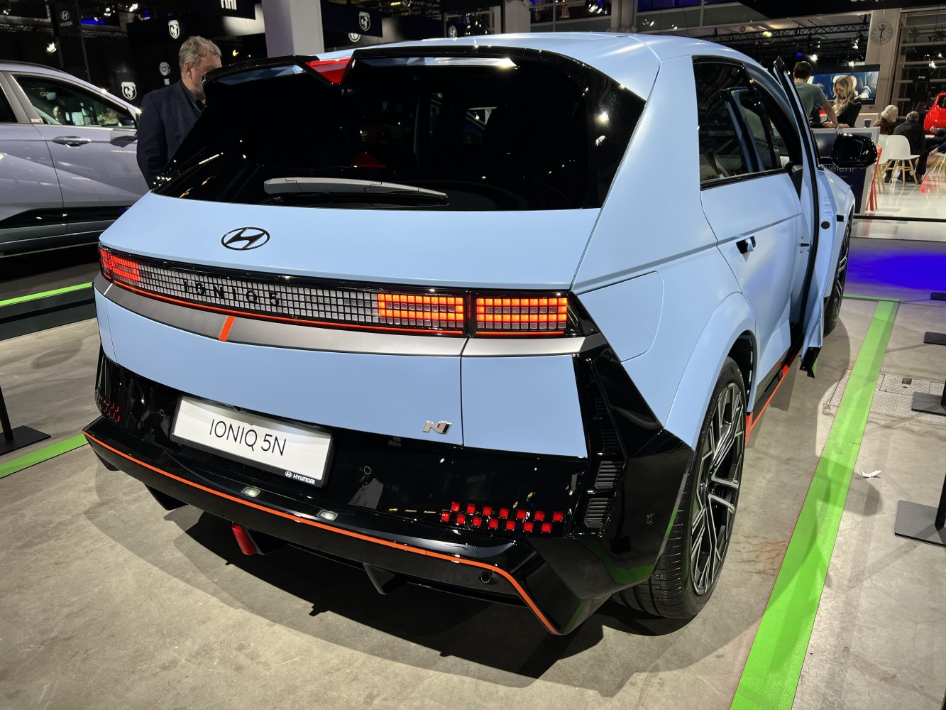 Rear view with pixel LED taillights and angular geometric design