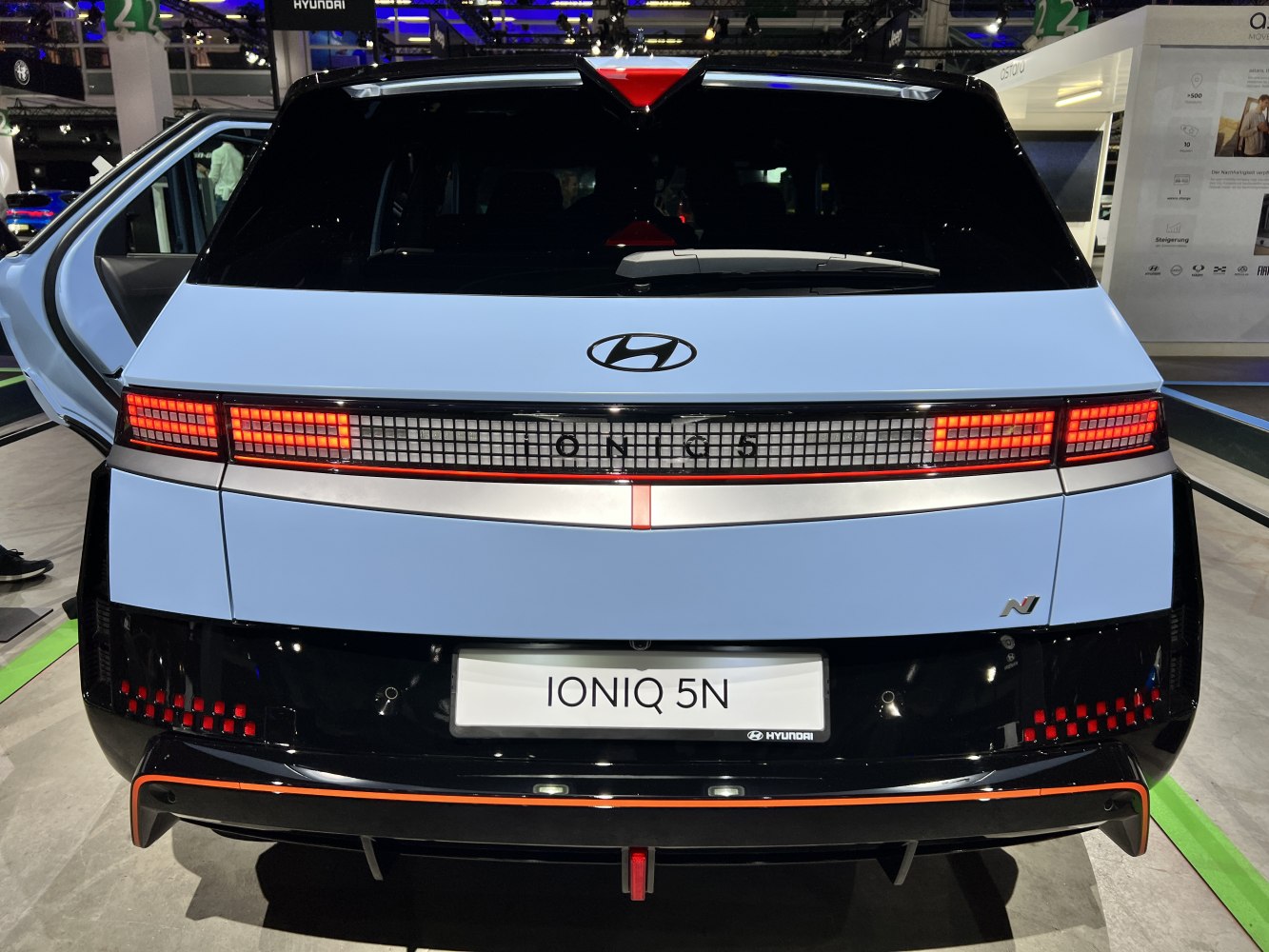 Rear view with distinctive LED tail lights and sleek design