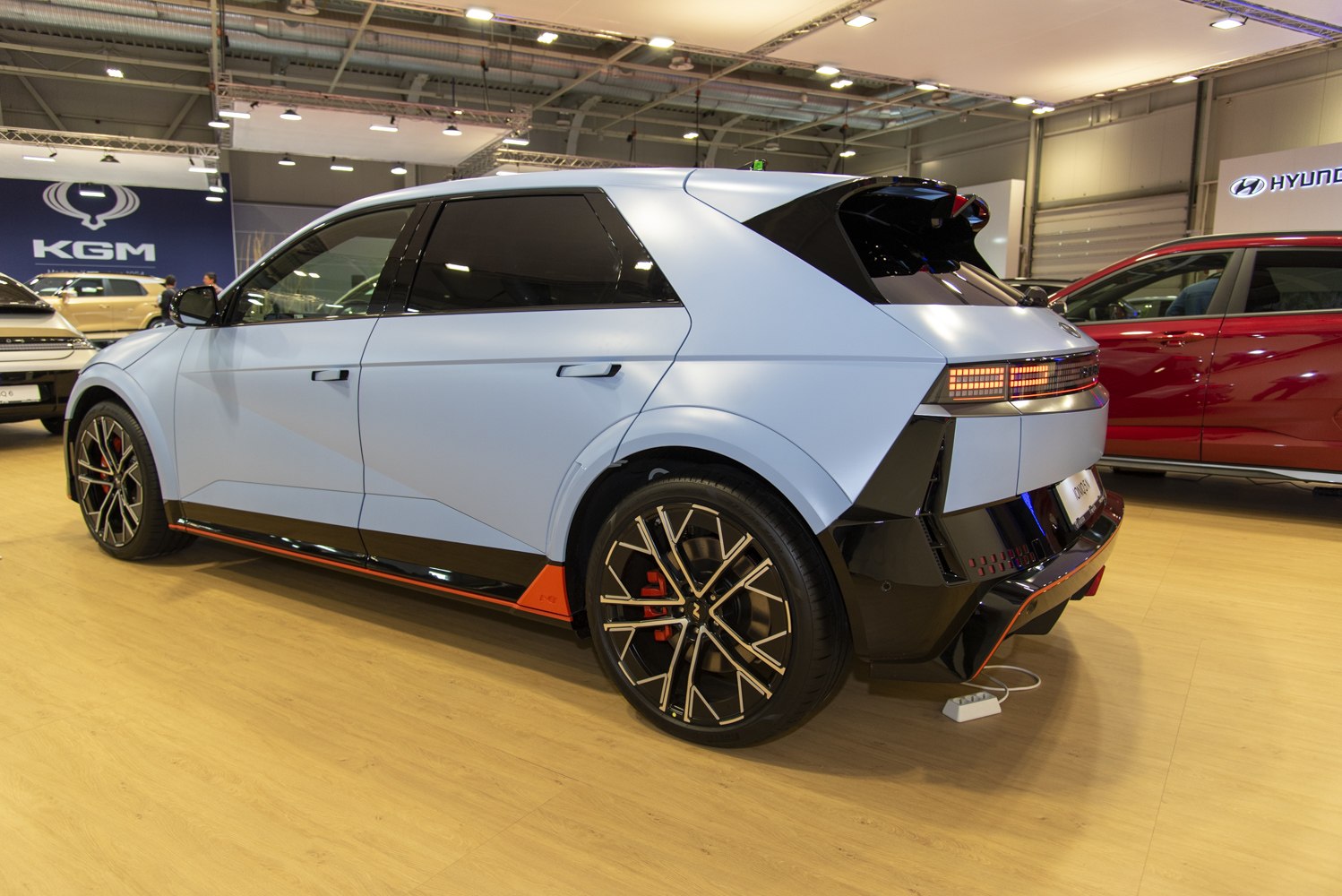 Rear side profile with LED tail light bar and geometric design