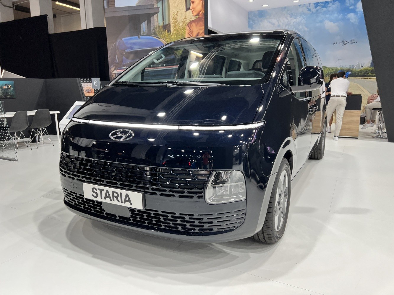 Front view with LED light bar and black grille design