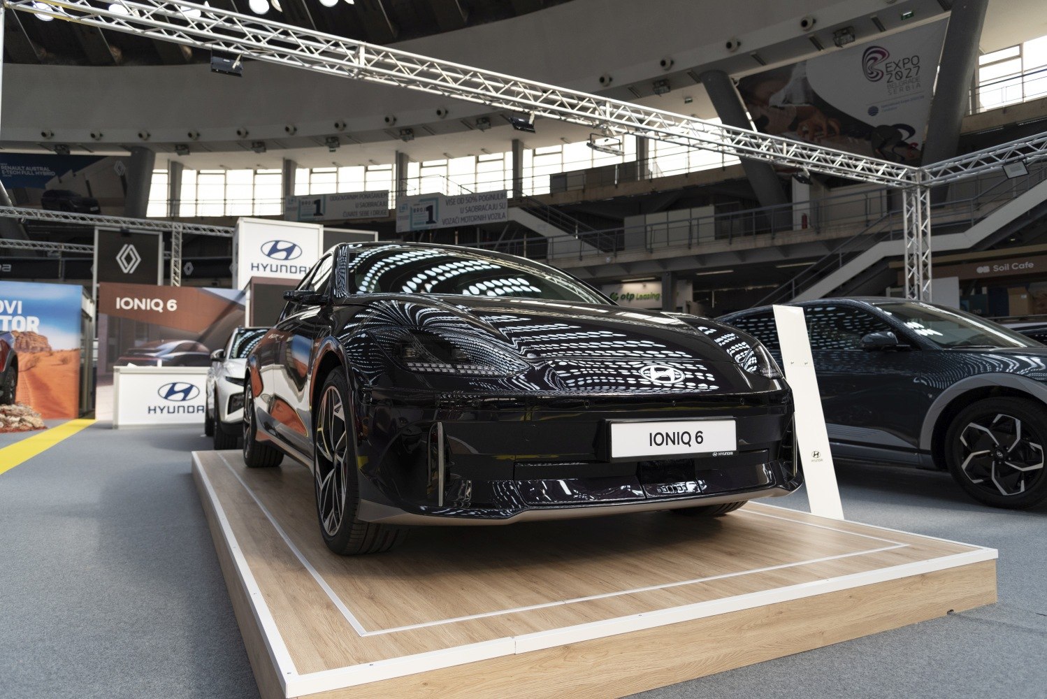 Sleek front design and aerodynamic styling of an electric sedan