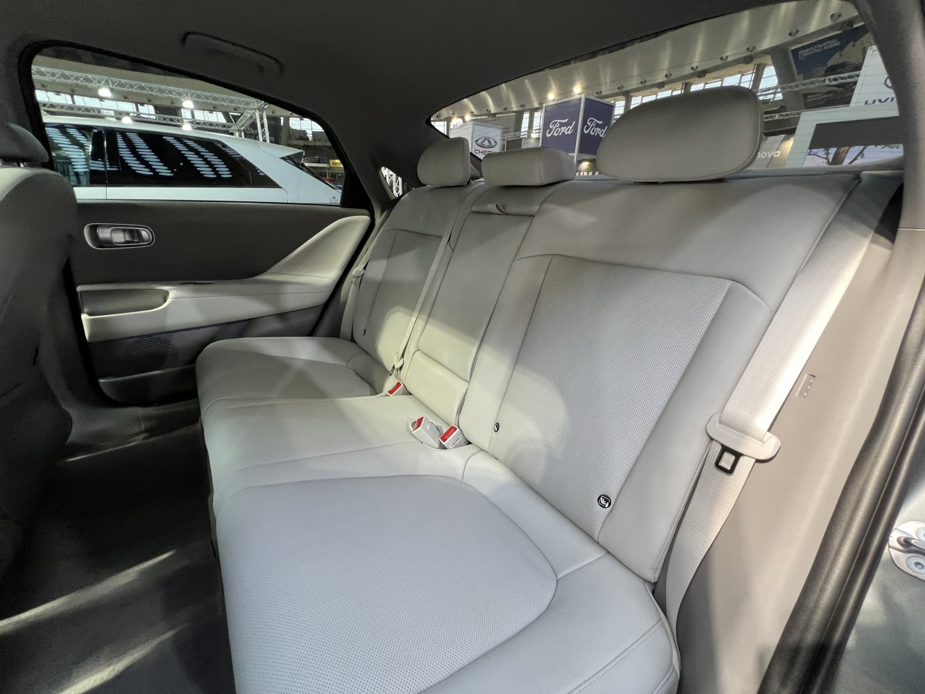 Spacious rear seat with premium upholstery and headrests