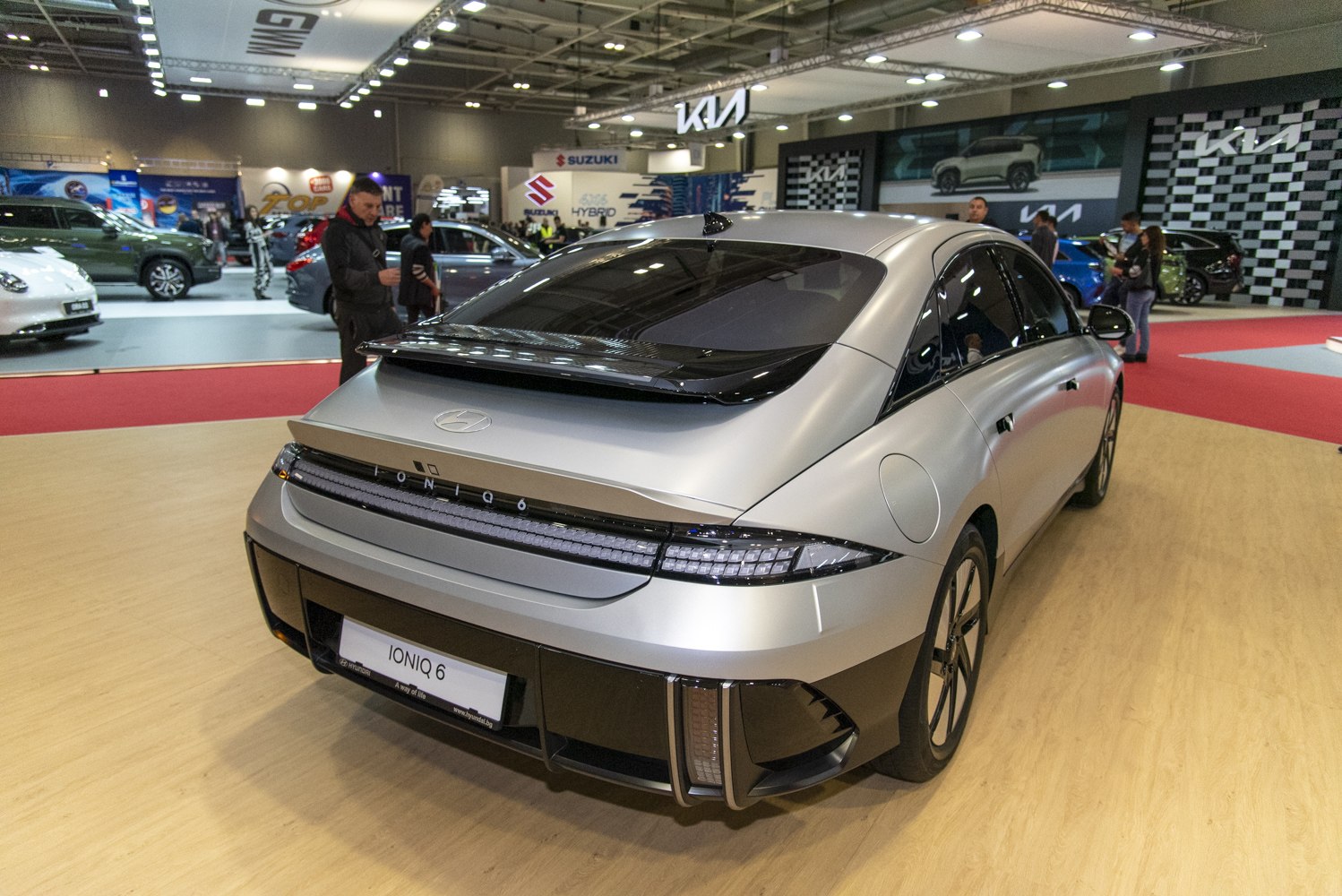 Rear design and LED tail lights of a modern electric sedan