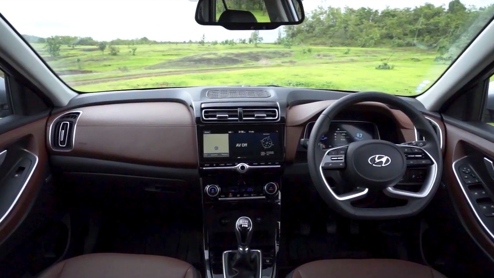 Interior dashboard and manual gearshift with touchscreen infotainment