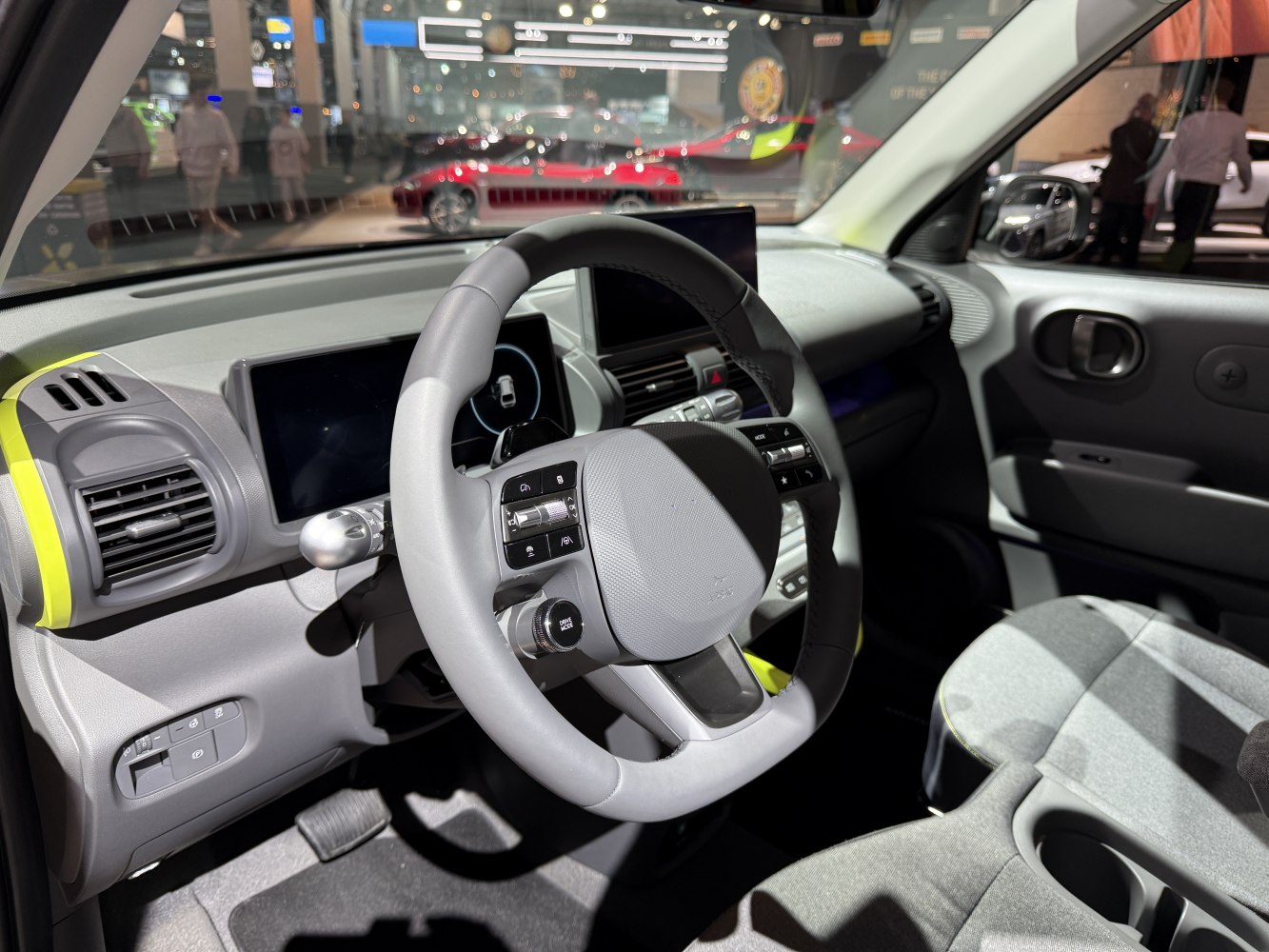 Modern steering wheel and digital dashboard with control buttons