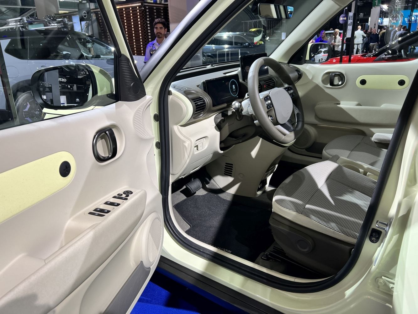 Digital dashboard and ergonomic steering wheel in modern car interior