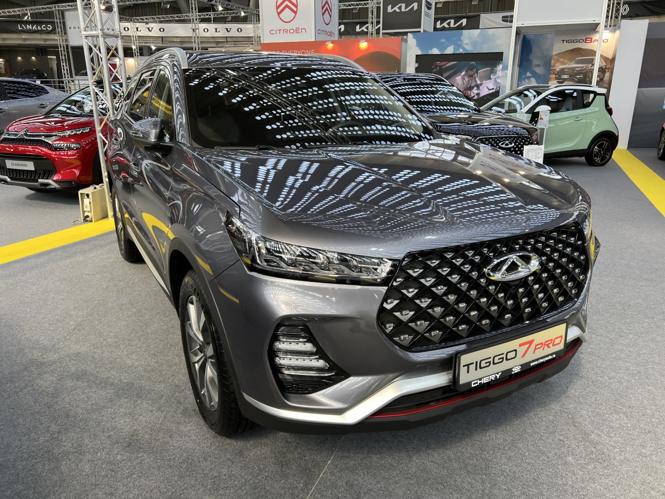 Front grille and LED headlights of a modern SUV