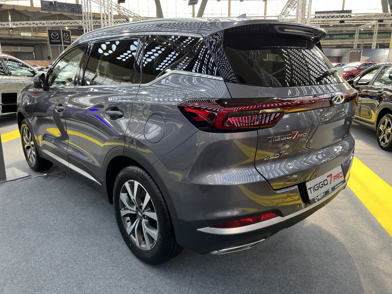 Rear and side view of SUV with sleek taillights and alloy wheels