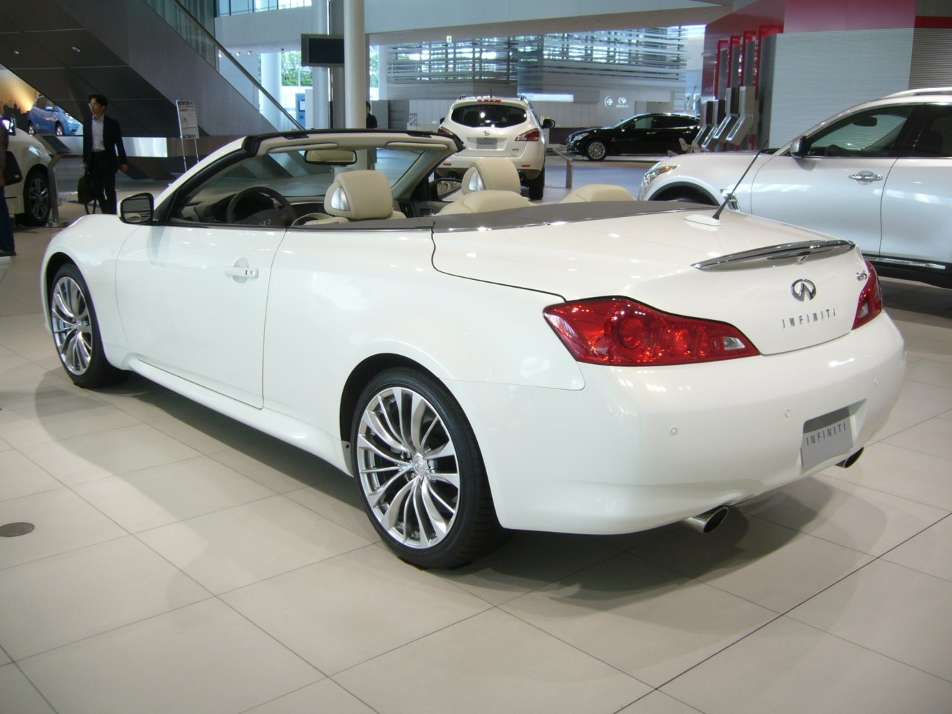 White convertible with red rear lights and multi-spoke alloy wheels
