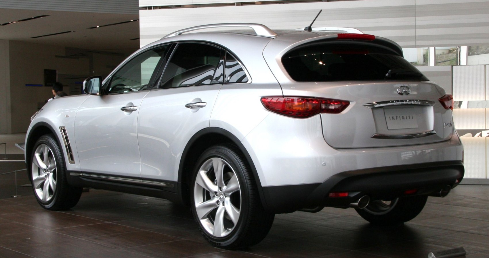 Rear and side view of SUV with alloy wheels and roof rails
