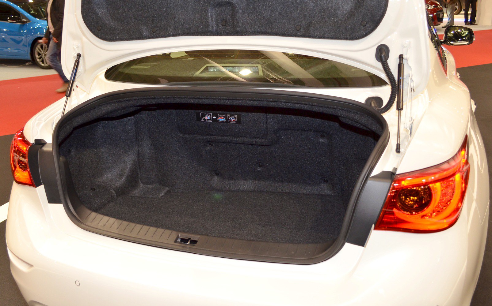 Open trunk with spacious, clean interior and visible trunk lining