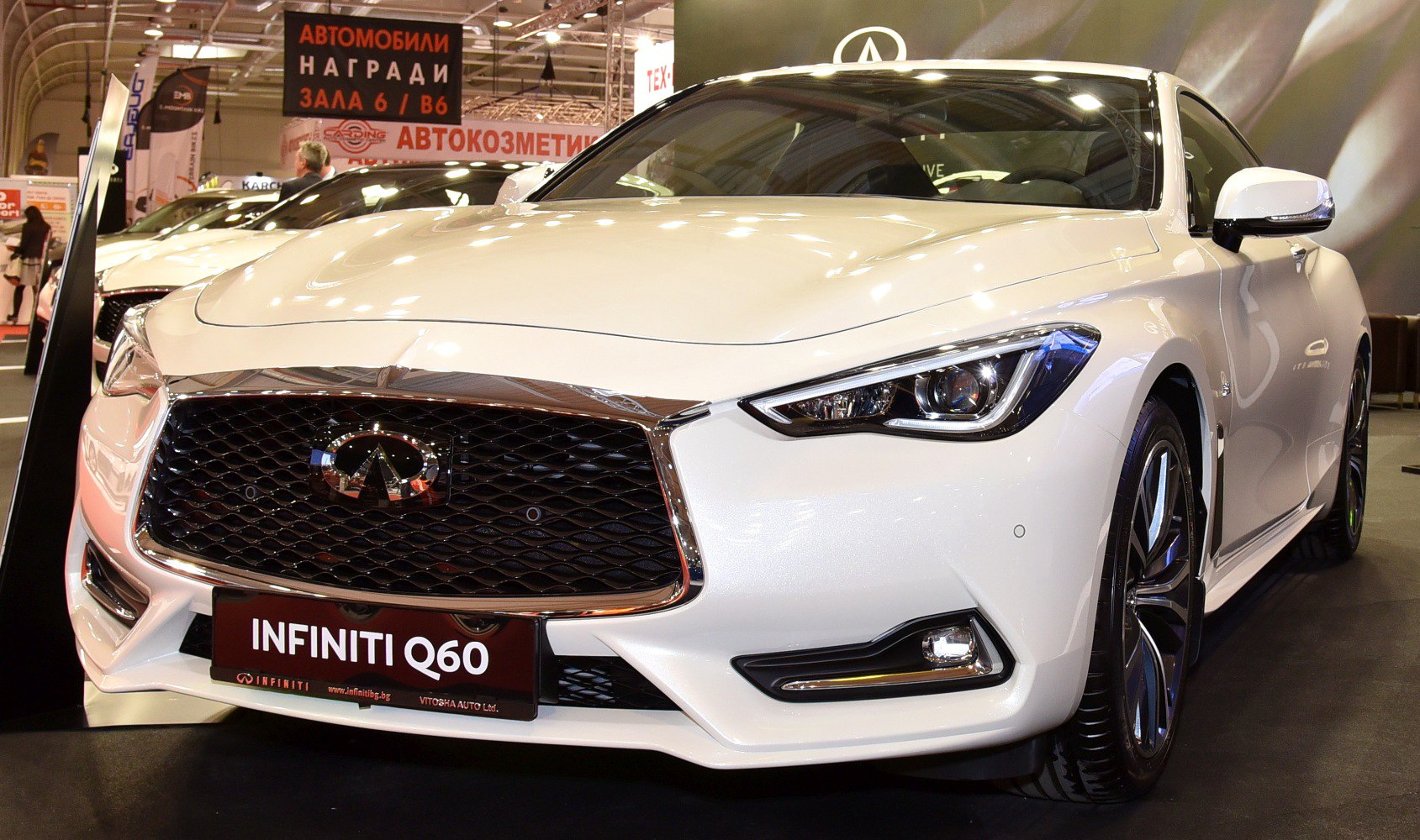 Close-up view of car front grille and headlight design