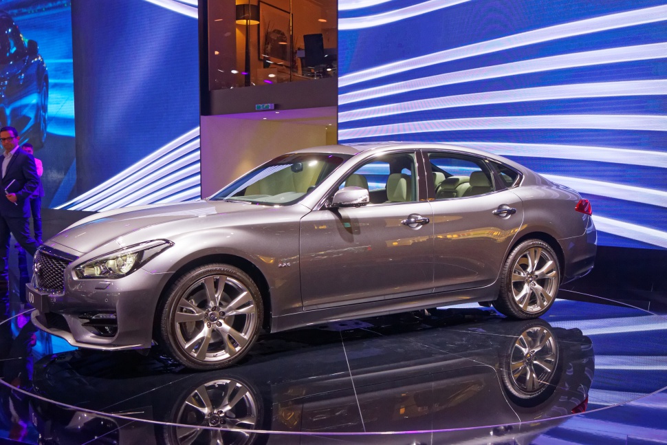 Luxury sedan side view with alloy wheels and sleek design