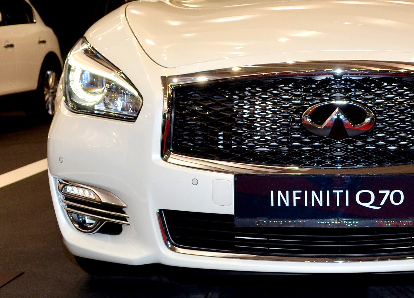 Front grille with chrome and modern LED headlight