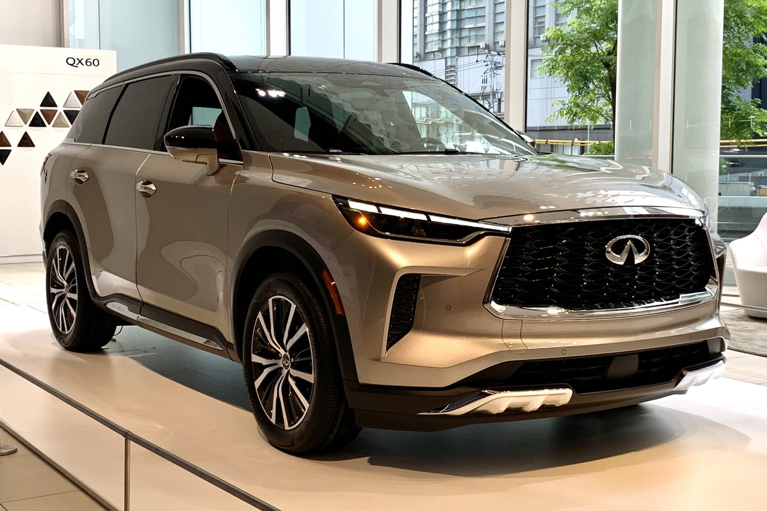 Modern SUV front with aggressive grille and sharp LED headlights