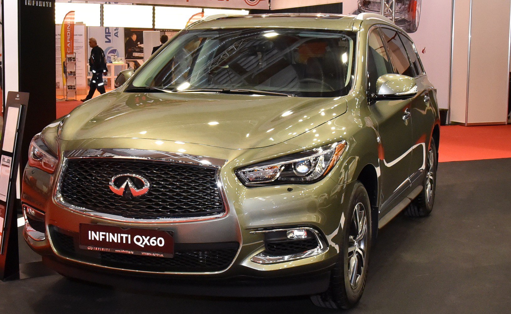 Front grille and LED headlights of a luxury SUV