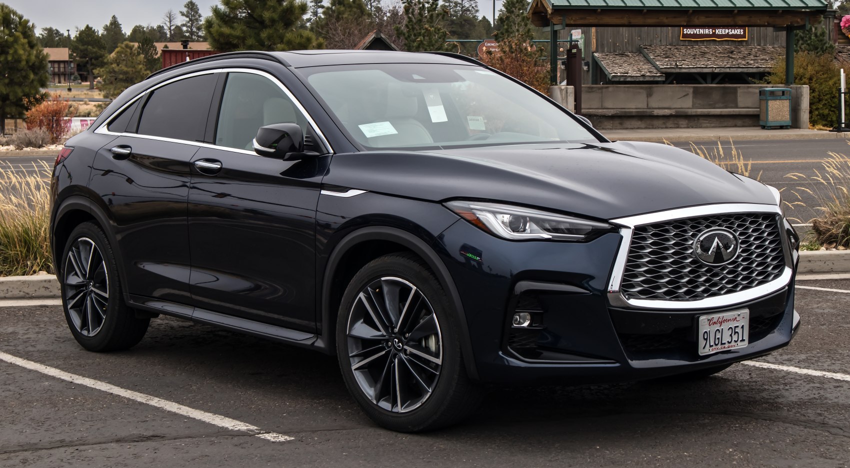 Front-side view with LED headlights and sporty alloy wheels