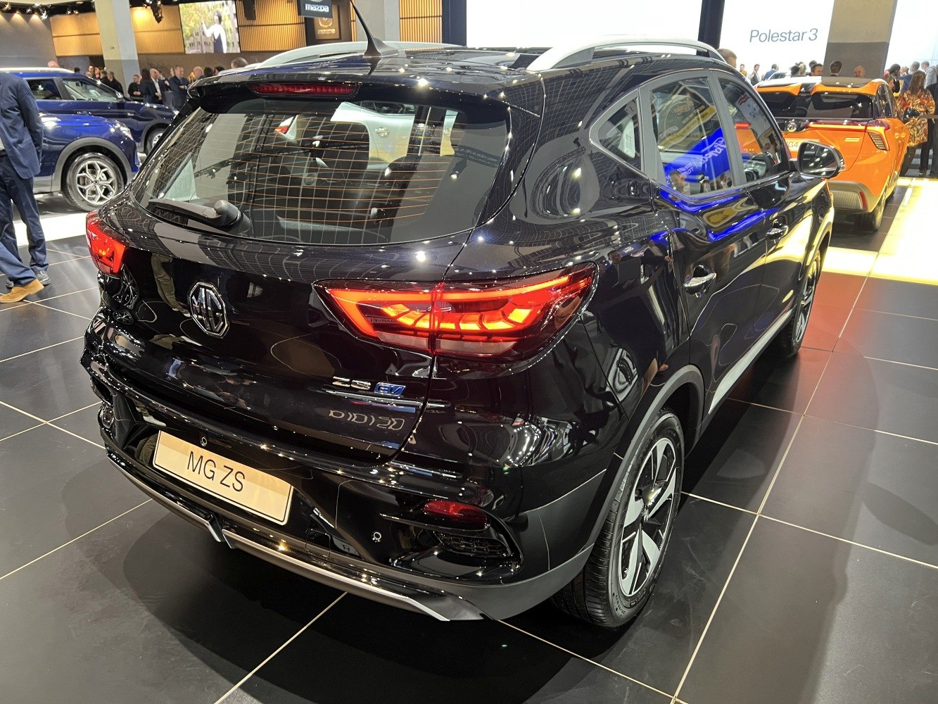 Rear view of electric SUV with LED taillights and modern rear design