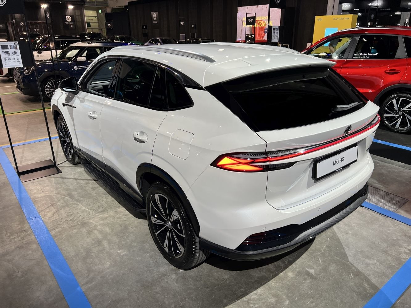 Rear view of SUV with LED tail lights and roof rails