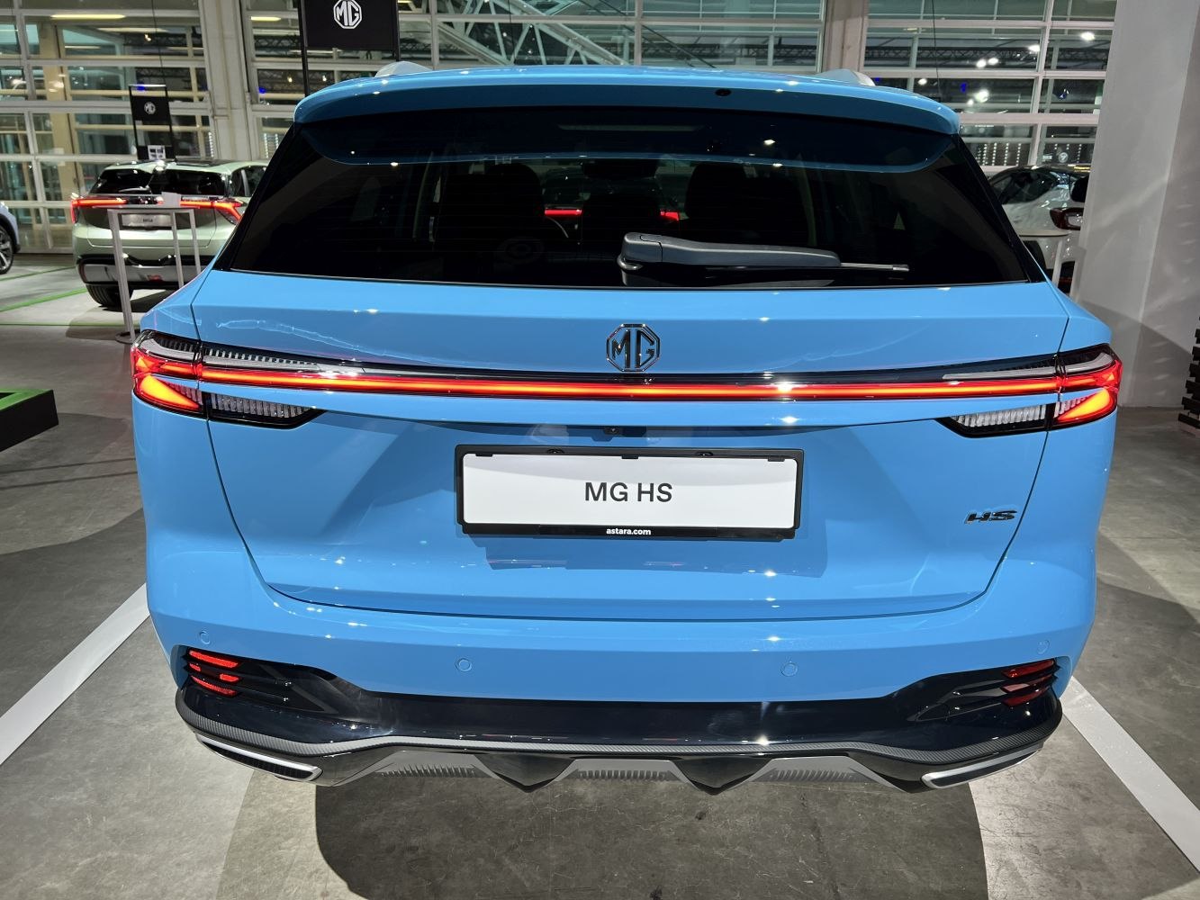 Rear view with LED tail lights and diffuser