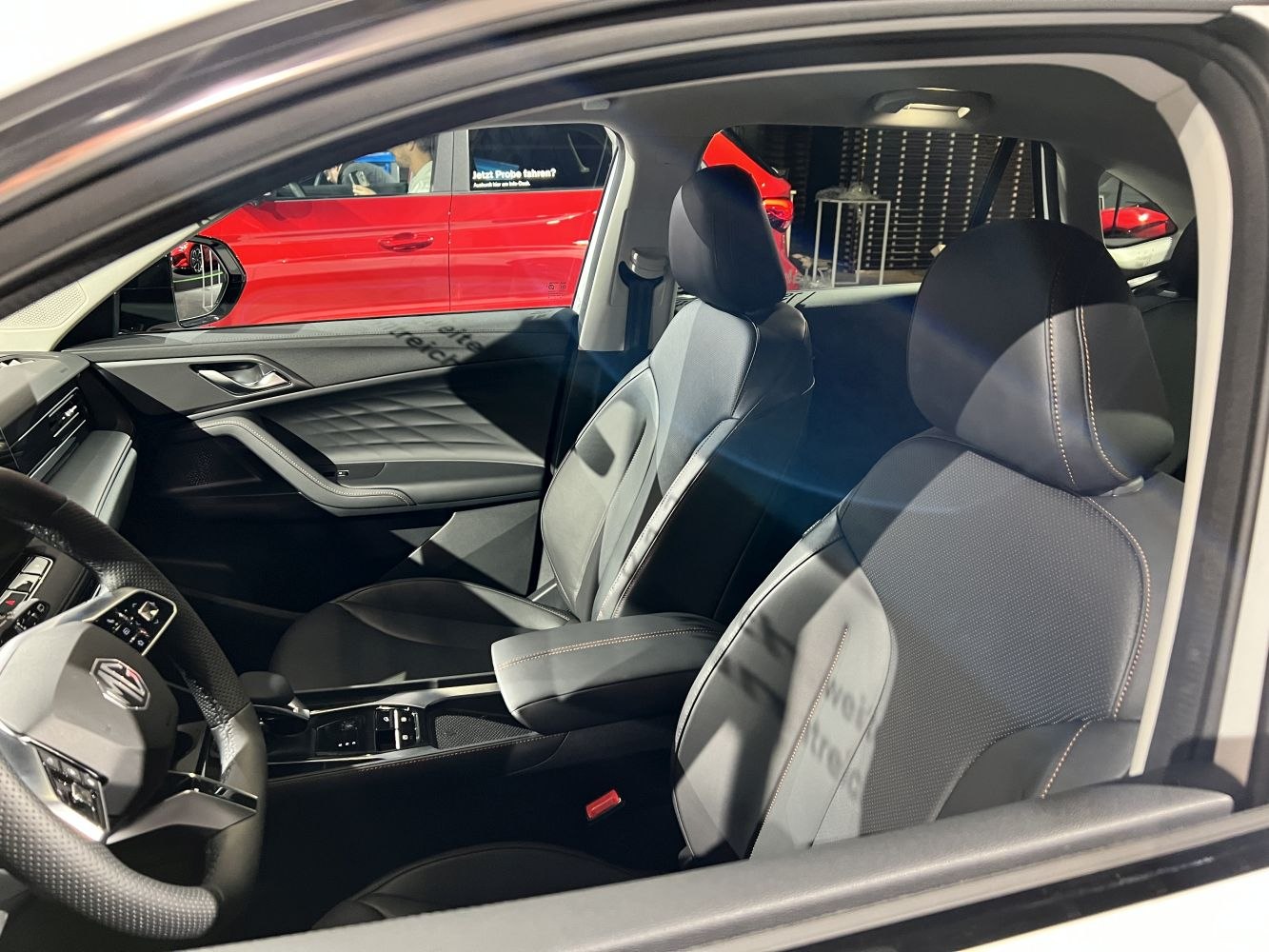 Stylish car seats and detailed door panel design