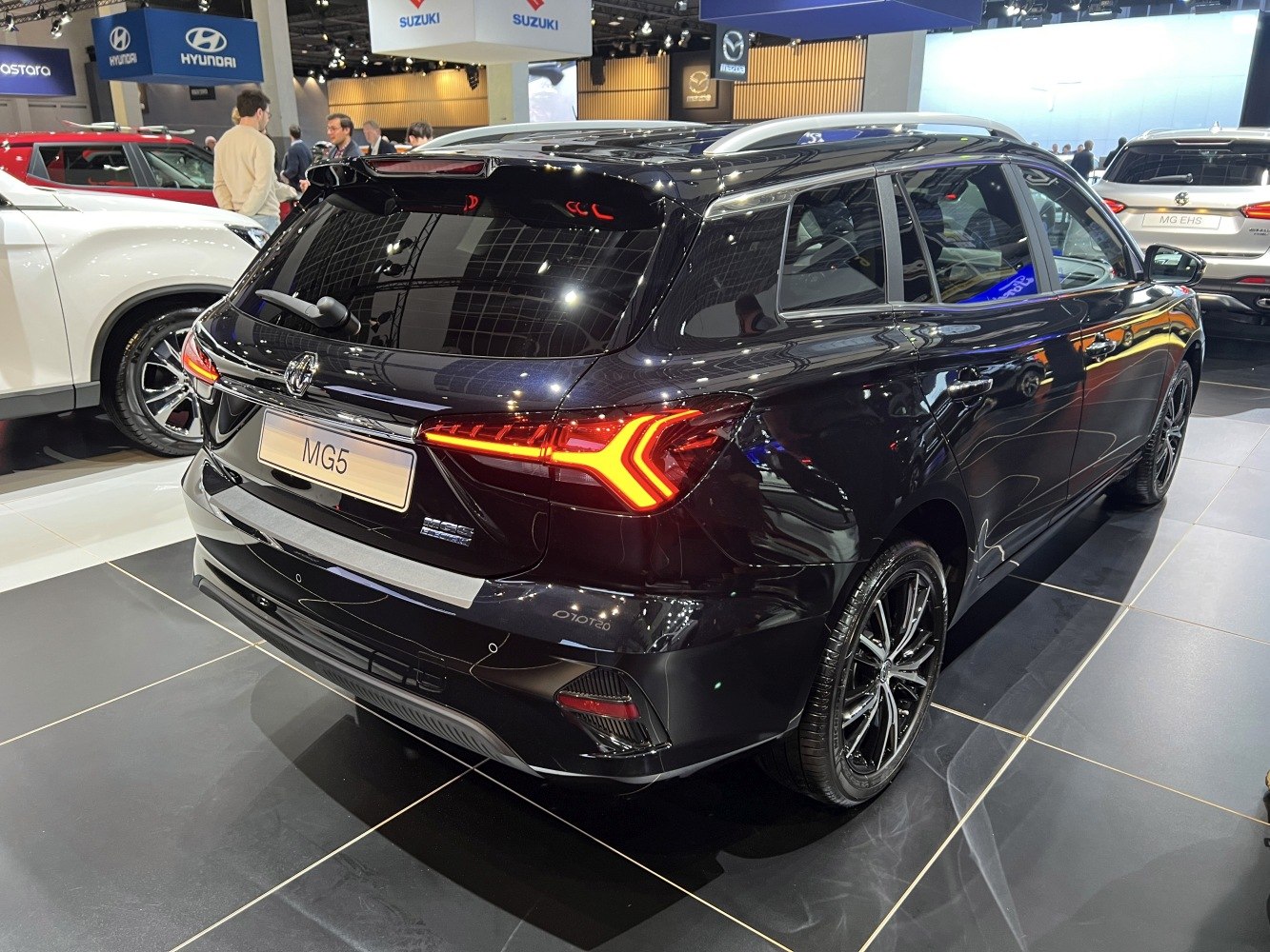 Rear view with LED tail lights and sporty alloy wheels