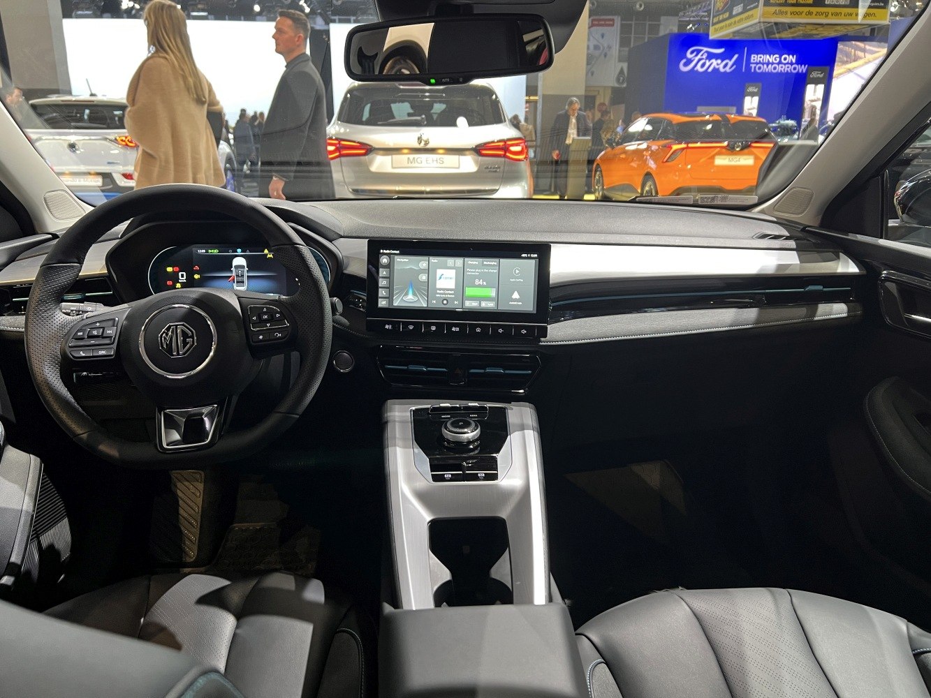 Modern dashboard with digital instrument cluster and multifunction steering wheel