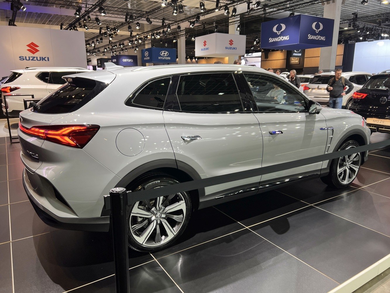 SUV side profile with LED rear lights and aerodynamic body lines