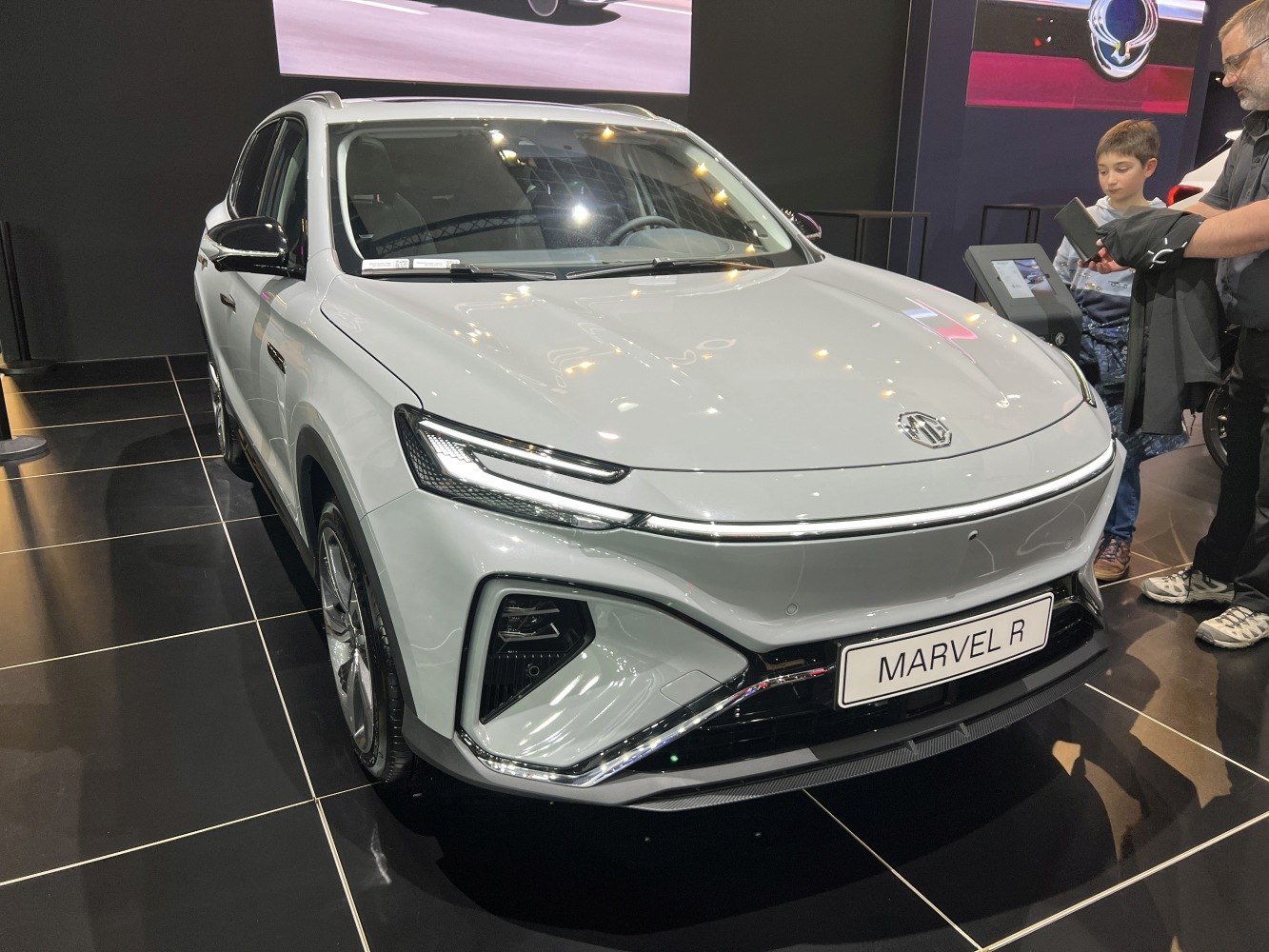 Front view with LED headlights and distinctive bumper design