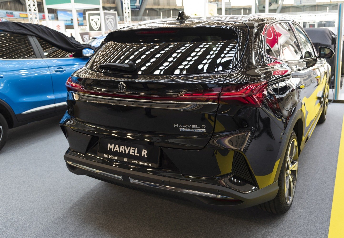 Electric SUV rear with sleek taillights and alloy wheels