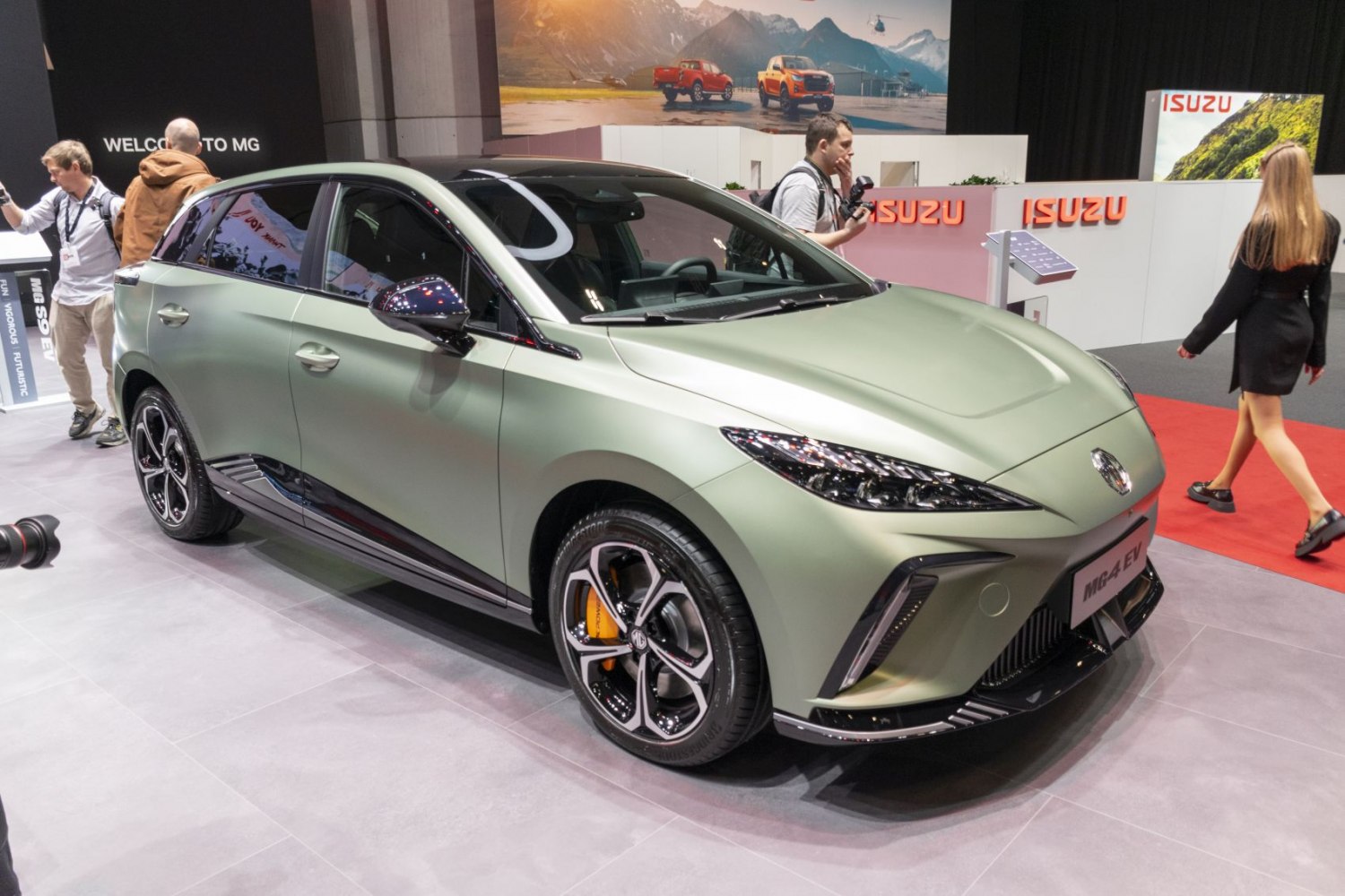 Electric hatchback with sporty alloy wheels and sharp LED headlights